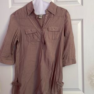 M pink beige 3/4 length sleeve top